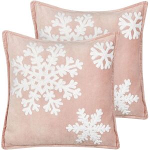 Beliani Set of 2 Velvet Snowflake Cushions - Christmas Decor Beliani Set of 2 Velvet Snowflake Cushions - Christmas Decor
