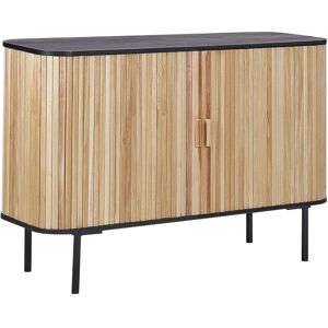 Beliani Mobile Moderno in Legno Chiaro e Nero - Soluzione di Stoccaggio Beliani Mobile Moderno in Legno Chiaro e Nero - Soluzione di Stoccaggio