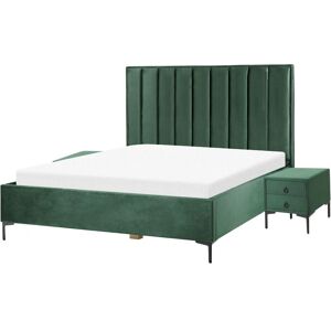 Beliani Dark Green Velvet EU Super King Bedroom Set with Storage Beliani Dark Green Velvet EU Super King Bedroom Set with Storage