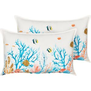 Beliani Set of 2 Cushions - Multicolour Marine Animal - 30x50cm Beliani Set of 2 Cushions - Multicolour Marine Animal - 30x50cm