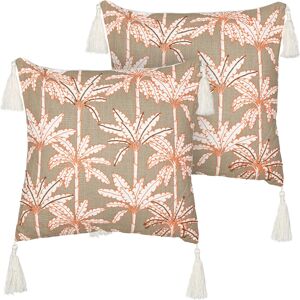 Beliani Set of 2 Cushions Palm Tree Pattern - Cushions Beliani Set of 2 Cushions Palm Tree Pattern - Cushions