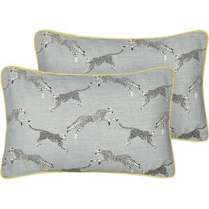 Beliani Set of 2 Cushions Animal Pattern Cotton 30 x 50 cm Light Grey - Cushions Beliani Set of 2 Cushions Animal Pattern Cotton 30 x 50 cm Light Grey - Cushions
