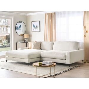 Beliani Off-White Chenille Corner Sofa - 3 Seater L-Shaped Modern Style Beliani Off-White Chenille Corner Sofa - 3 Seater L-Shaped Modern Style