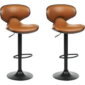 Beliani Golden Brown Faux Leather Swivel Bar Stool - Modern Beliani Golden Brown Faux Leather Swivel Bar Stool - Modern