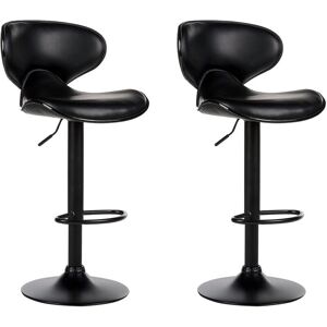Beliani Set of 2 Black Faux Leather Adjustable Bar Chairs Beliani Set of 2 Black Faux Leather Adjustable Bar Chairs