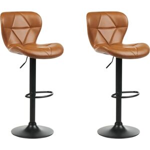 Beliani Modern Adjustable Brown Gold Faux Leather Bar Stool - Bar Stools Beliani Modern Adjustable Brown Gold Faux Leather Bar Stool - Bar Stools