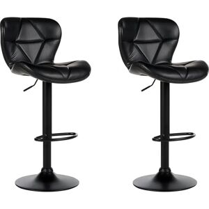 Beliani Set of 2 Black Faux Leather Swivel Bar Stools - Bar Stool Beliani Set of 2 Black Faux Leather Swivel Bar Stools - Bar Stool