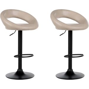 Beliani Set of 2 Beige Faux Leather Bar Stools - Modern Beliani Set of 2 Beige Faux Leather Bar Stools - Modern