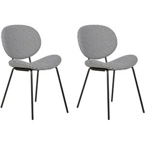 Beliani Set of 2 Dining Chairs Black White Fabric Retro Beliani Set of 2 Dining Chairs Black White Fabric Retro