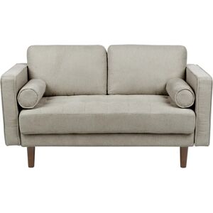 Beliani Sofa Taupe Fabric Upholstered 2 Seater Cushioned Classic Retro Living Room Beliani Sofa Taupe Fabric Upholstered 2 Seater Cushioned Classic Retro Living Room
