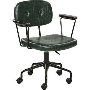 Beliani Office Chair Dark Green Faux Leather Swivel - Office Chair Beliani Office Chair Dark Green Faux Leather Swivel - Office Chair