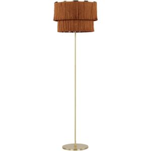 Beliani Floor Lamp Brown and Gold Linen Metal 137 cm - Floor Lamp Beliani Floor Lamp Brown and Gold Linen Metal 137 cm - Floor Lamp
