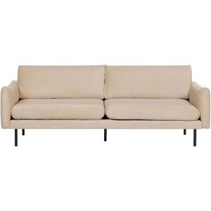 Beliani Sofa Beige Velvet Fabric - 3 Seater - Modern Retro Style Beliani Sofa Beige Velvet Fabric - 3 Seater - Modern Retro Style