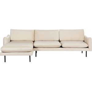 Beliani Corner Sofa Light Beige Velvet Fabric - Corner Sofa Beliani Corner Sofa Light Beige Velvet Fabric - Corner Sofa