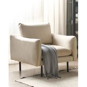 Beliani Armchair Light Beige Velvet Fabric - Armchair Beliani Armchair Light Beige Velvet Fabric - Armchair