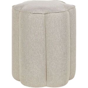 Beliani Pouffe Beige Linen Round 39 x 34 x 45 cm Footstool - Pouf Beliani Pouffe Beige Linen Round 39 x 34 x 45 cm Footstool - Pouf