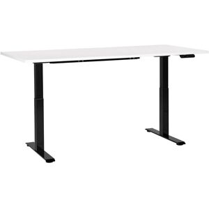 Beliani Escritorio Ajustable Blanco Encimera de Madera Marco de Acero Negro - Escritorio de Oficina Ajustable Beliani Escritorio Ajustable Blanco Encimera de Madera Marco de Acero Negro - Escritorio de Oficina Ajustable