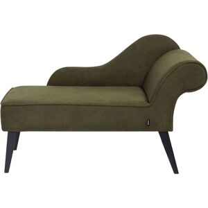 Beliani Biarritz Olive Green Right Hand Vintage Polyester Fabric Chaise Lounge - Chaise Lounge Beliani Biarritz Olive Green Right Hand Vintage Polyester Fabric Chaise Lounge - Chaise Lounge