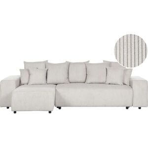 Beliani LUSPA Corner Sofa - Modern Light Beige Corduroy 3-Seater Beliani LUSPA Corner Sofa - Modern Light Beige Corduroy 3-Seater