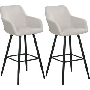 Beliani Set of 2 Bar Stool Taupe Velvet Fabric Upholstered - Bar Chairs Beliani Set of 2 Bar Stool Taupe Velvet Fabric Upholstered - Bar Chairs