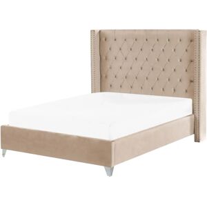 Beliani LUBBON Double Velvet Bed - Modern Vintage Style Beliani LUBBON Double Velvet Bed - Modern Vintage Style