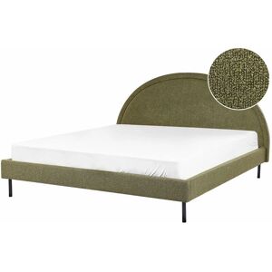 Beliani Bed Green Boucle Polyester Fabric EU King Size - Bed Beliani Bed Green Boucle Polyester Fabric EU King Size - Bed