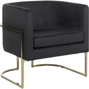 Beliani Armchair Black Velvet with Gold Frame - Armchair Beliani Armchair Black Velvet with Gold Frame - Armchair