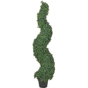 Beliani Artificial Potted Spiral Tree - Green Plastic Leaves - Indoor Outdoor Decor Beliani Artificial Potted Spiral Tree - Green Plastic Leaves - Indoor Outdoor Decor
