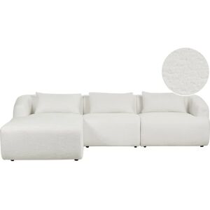 Beliani Right Hand 3 Seater Corner Sofa White Boucle Upholstered Track Armrests - Corner Sofa Beliani Right Hand 3 Seater Corner Sofa White Boucle Upholstered Track Armrests - Corner Sofa