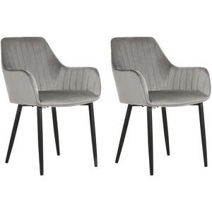 Beliani Set of 2 Dark Grey Velvet Dining Chairs - Dining Chairs Beliani Set of 2 Dark Grey Velvet Dining Chairs - Dining Chairs