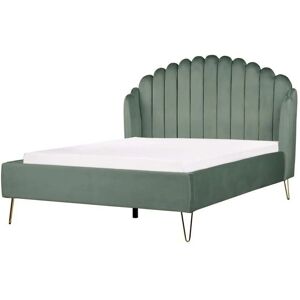 Beliani Bed Frame Green Velvet Upholstery EU Double Size 4ft6 - Bed Frame Beliani Bed Frame Green Velvet Upholstery EU Double Size 4ft6 - Bed Frame