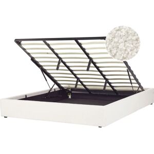 Beliani Slatted Bed Frame Off-White Boucle Upholstered Ottoman Storage - Bed Frame Beliani Slatted Bed Frame Off-White Boucle Upholstered Ottoman Storage - Bed Frame