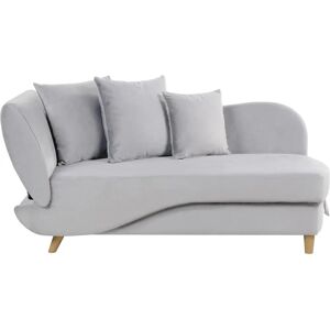 Beliani Light Grey Velvet Two-Seater Chaise Lounge with Storage - Scandinavian Modern Design Beliani Light Grey Velvet Two-Seater Chaise Lounge with Storage - Scandinavian Modern Design