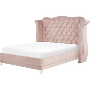 Beliani Pastel Pink Velvet Bed - Bedroom Furniture Beliani Pastel Pink Velvet Bed - Bedroom Furniture