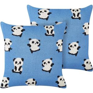 Beliani Set of 2 Kids Decorative Cushions Blue Cotton Covers - Kids Bedroom Accessory - 45x45 cm Panda Beliani Set of 2 Kids Decorative Cushions Blue Cotton Covers - Kids Bedroom Accessory - 45x45 cm Panda