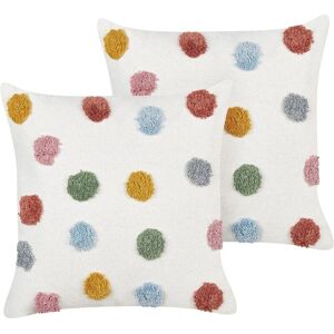 Beliani Kids Cushions Set - Multicolor Cotton Dots 45x45cm Square Beliani Kids Cushions Set - Multicolor Cotton Dots 45x45cm Square