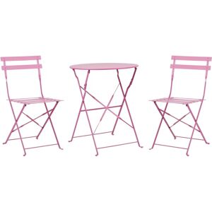 Beliani Pinkes Metall FIORI Bistro-Set - Outdoor-Möbel Beliani Pinkes Metall FIORI Bistro-Set - Outdoor-Möbel