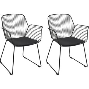 Beliani Set of 2 Industrial Black Metal Wire Dining Chairs Beliani Set of 2 Industrial Black Metal Wire Dining Chairs