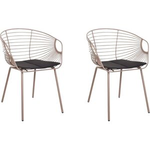 Beliani Set of 2 Modern Industrial Metal Wire Dining Chairs - Black Beliani Set of 2 Modern Industrial Metal Wire Dining Chairs - Black