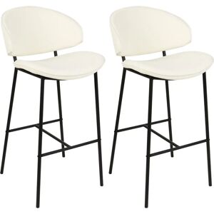 Beliani Modern Cream Bar Chairs - Armless, Curved Back, Metal Legs Beliani Modern Cream Bar Chairs - Armless, Curved Back, Metal Legs