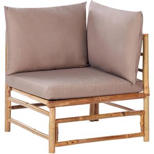 Beliani Corner 1-Seat Section Taupe Bamboo Polyester Fabric Cushion - Corner Armless Chair Module Beliani Corner 1-Seat Section Taupe Bamboo Polyester Fabric Cushion - Corner Armless Chair Module