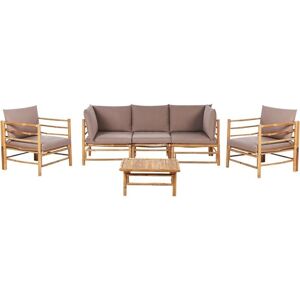 Beliani Garden Modular Sofa Set Taupe - Outdoor Conversation Set Beliani Garden Modular Sofa Set Taupe - Outdoor Conversation Set