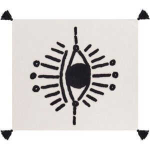 Beliani Manta de Algodón Blanco Negro Patrón Ojo 125 x 150 - Manta Beliani Manta de Algodón Blanco Negro Patrón Ojo 125 x 150 - Manta