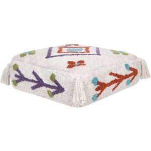 Beliani White Multicolour Cotton Square Floor Cushion - 55x55x20cm Beliani White Multicolour Cotton Square Floor Cushion - 55x55x20cm