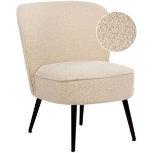 Beliani Armchair Light Beige Boucle Fabric Armless Accent Chair - Armchair Beliani Armchair Light Beige Boucle Fabric Armless Accent Chair - Armchair