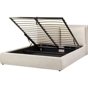 Beliani King Size Ottoman Bed Light Beige Fabric - Ottoman Bed Beliani King Size Ottoman Bed Light Beige Fabric - Ottoman Bed