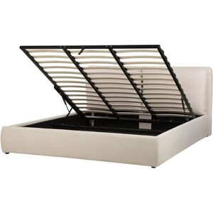 Beliani Super King Size Ottoman Bed Light Beige Fabric - Bed Beliani Super King Size Ottoman Bed Light Beige Fabric - Bed