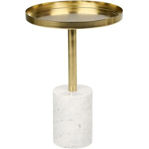 Beliani Side Table White Gold Metal Stone Base Modern End Table Beliani Side Table White Gold Metal Stone Base Modern End Table