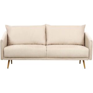 Beliani Sofa Emerald Beige Velvet 3 Seater - Sofa Beliani Sofa Emerald Beige Velvet 3 Seater - Sofa