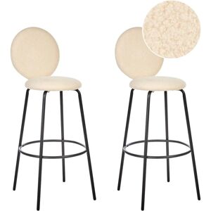 Beliani Set of 2 Light Beige Boucle Modern Bar Stools - Bar Stool Set Beliani Set of 2 Light Beige Boucle Modern Bar Stools - Bar Stool Set